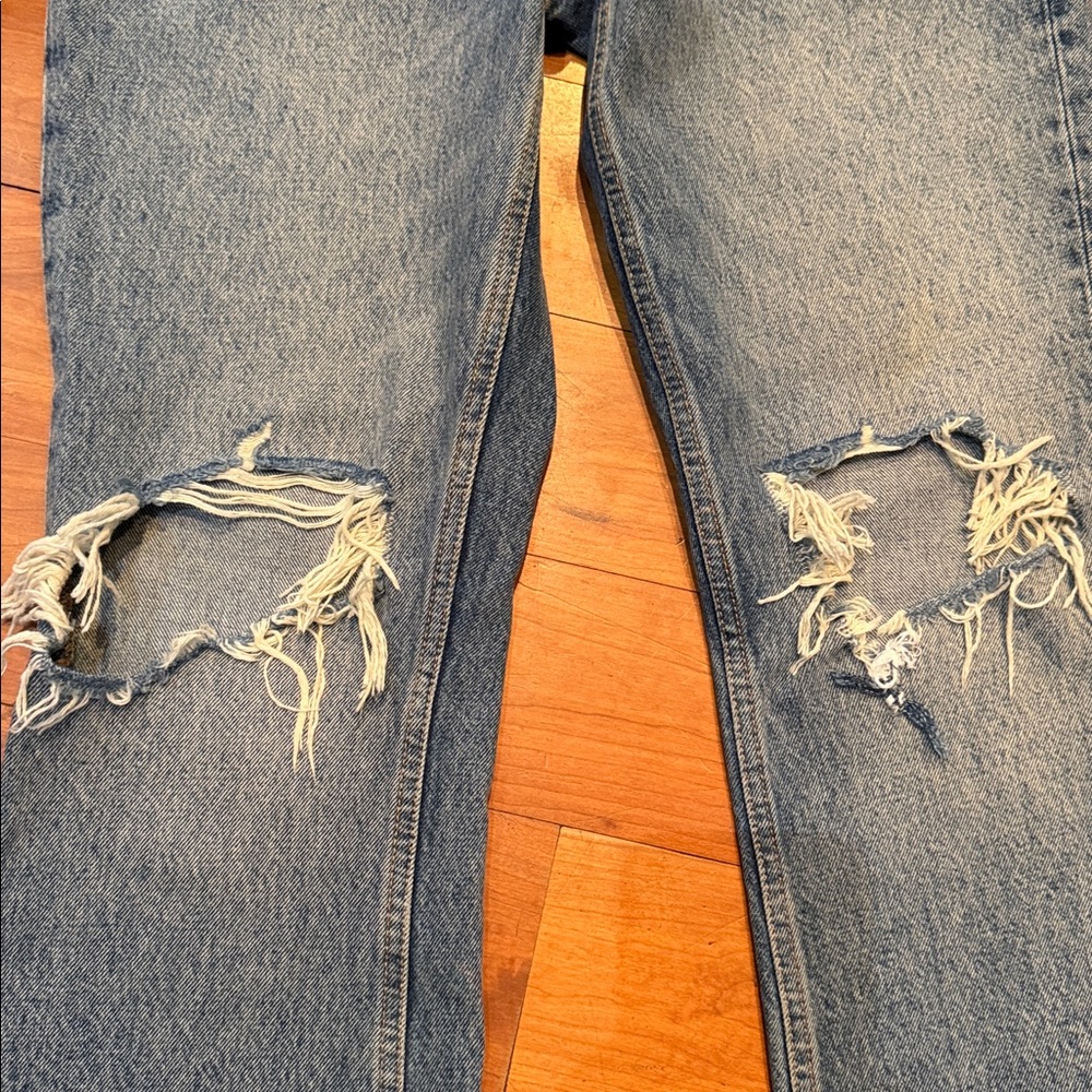 Anine Bing sz 29 Lara jeans ripped raw hem distressed **altered for back gap** - Picture 11 of 15